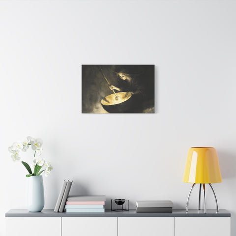 Mystical Canvas Art: Enchanting Witch in Black and Gold, Fantasy Wall Decor, Home & Kitchen Art, Unique Gift for Occasions