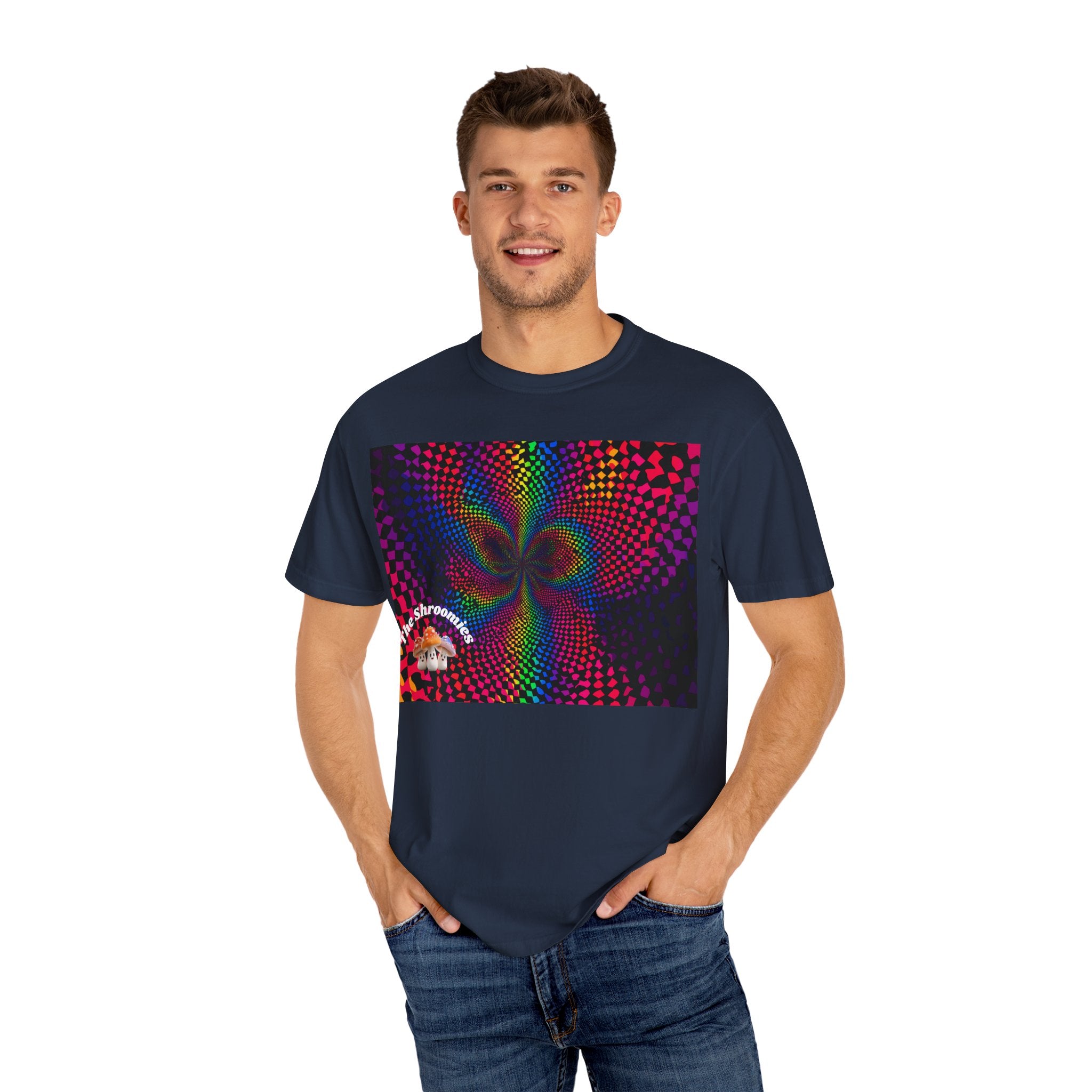 Psychedelic Shroom T-Shirt, Unisex Tie-Dye Tee for Festivals, Bohemian Style Shirt, Trippy Graphic Top, Gift for Mushroom Lovers