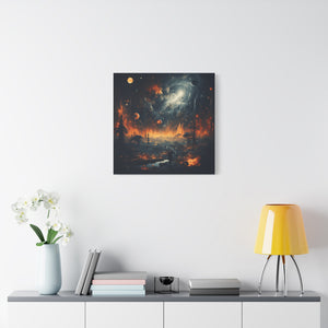 Cosmic Landscape Canvas Wall Art, Galaxy Decor, Space-Themed Home Decor, Starry Night Artwork