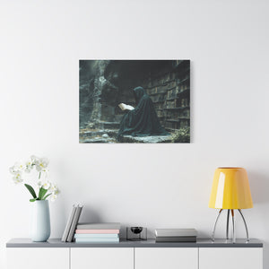 Mystical Reading Wall Art, Canvas Print for Book Lovers, Cozy Home Decor, Fantasy Artwork, Perfect Gift for Readers
