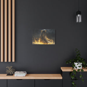 Canvas Wall Art, Fantasy Decor, Wizard Artwork, Fire Theme, Mystical Home Accent