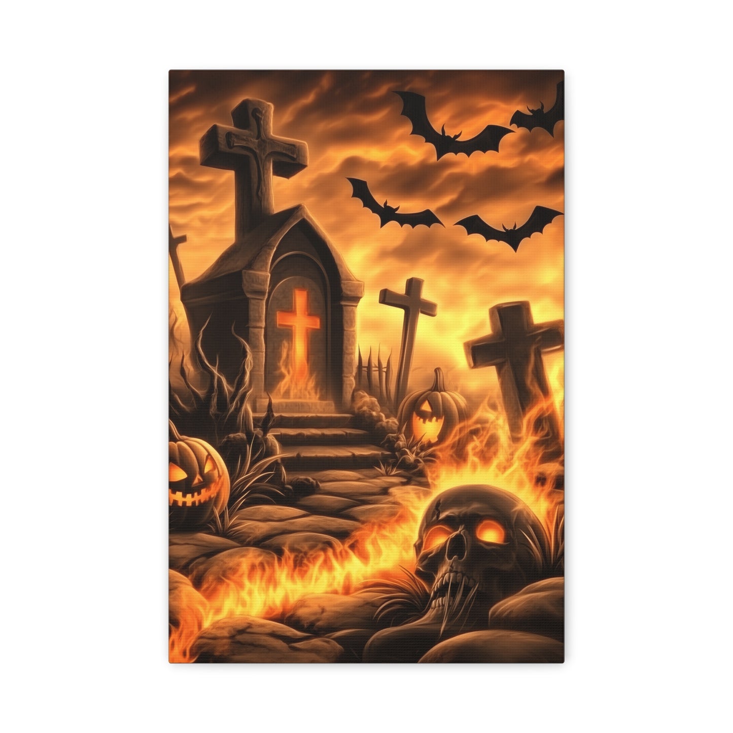 Gothic Halloween Art Print, Spooky Wall Decor, Haunted House Canvas, Autumn Home Decor, Gothic Artwork for Halloween