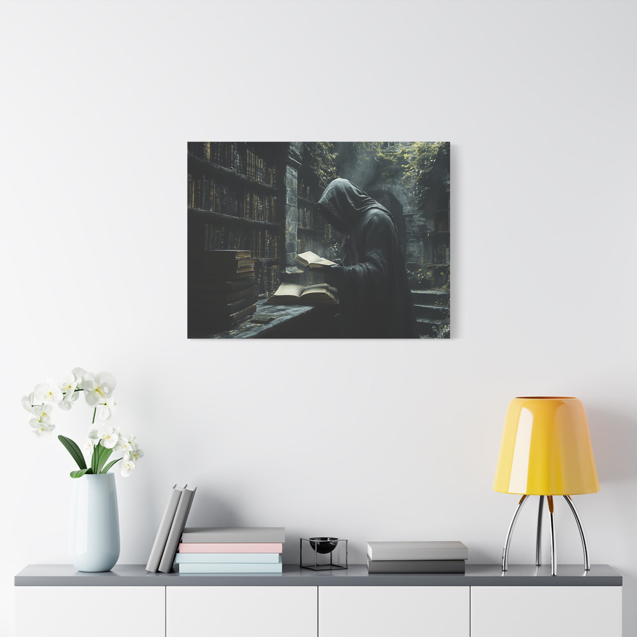 Mysterious Library Canvas Print, Dark Academia Wall Art, Book Lover Gift, Gothic Home Decor, Reading Nook Decoration, Unique Wall Art