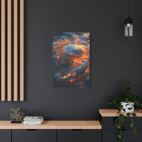 Glowing Crab Art Canvas, Ocean Decor, Coastal Wall Art, Nautical Gift, Unique Home Decoration, Crab Lover's Wall Art