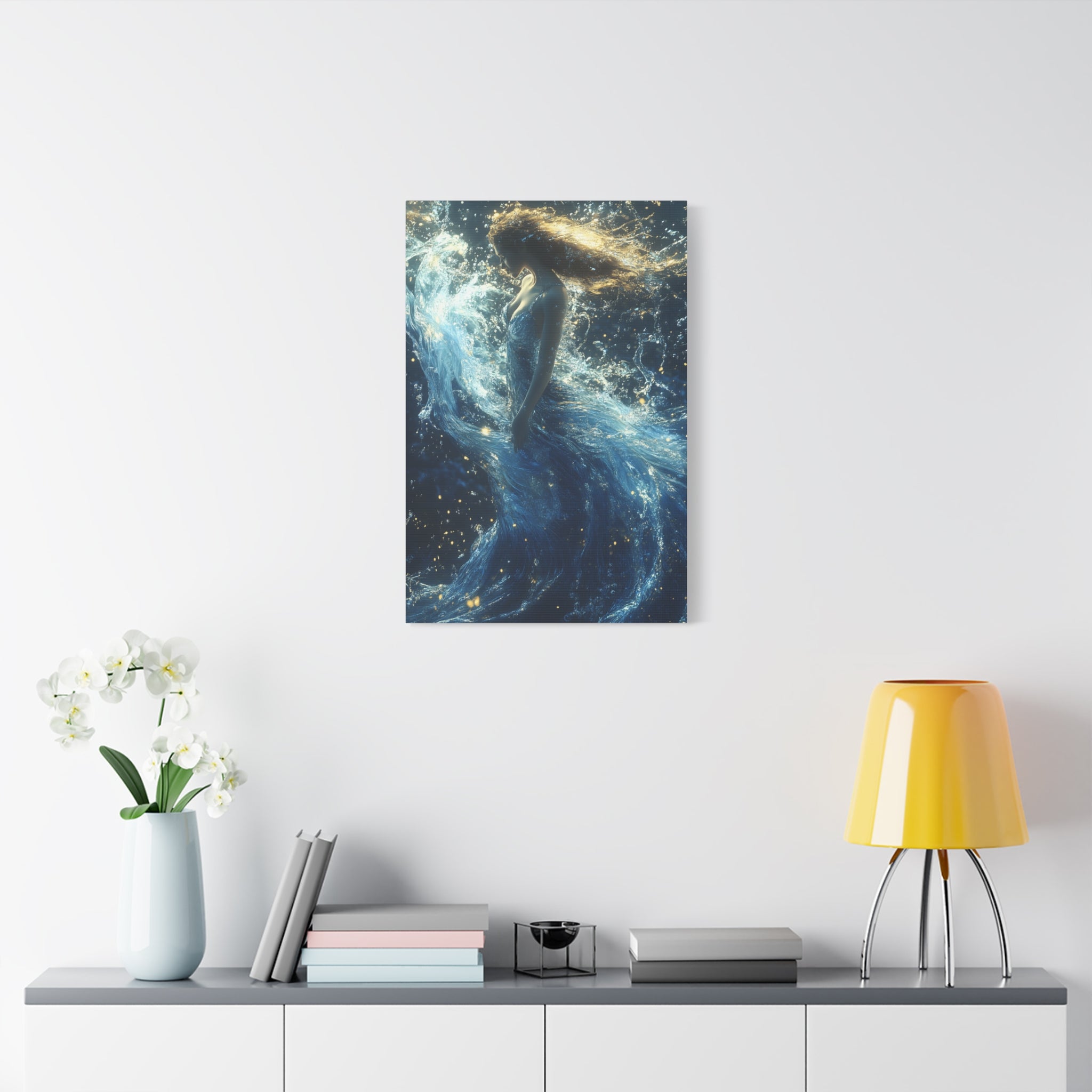 Canvas Wall Art - Mystical Water Goddess, Ethereal Decor for Home, Unique Gift for Art Lovers, Nautical Theme, Ocean Inspired