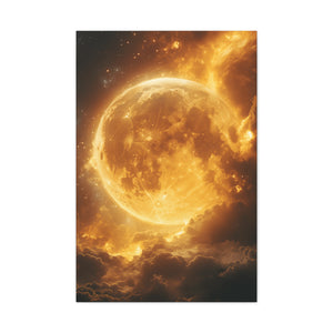 Golden Moon Canvas Wall Art, Celestial Décor for Dreamy Spaces, Perfect for Home, Gift Ideas, Wall Decorations, Astrophotography