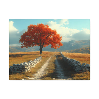 Vibrant Landscape Canvas Art, Nature Wall Decor, Red Tree Print, Home Decor, Gift for Nature Lovers