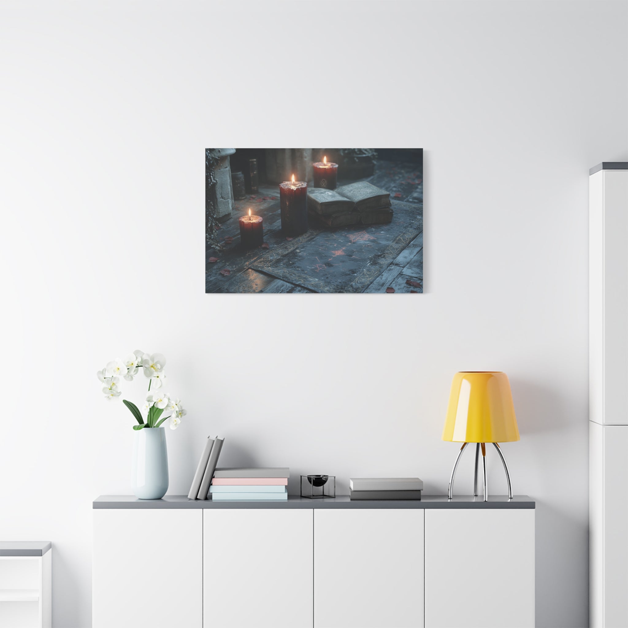 Mystical Candlelit Canvas Art, Gothic Home Decor, Witchy Wall Art, Dark Aesthetic Print, Spiritual Living Room Artwork