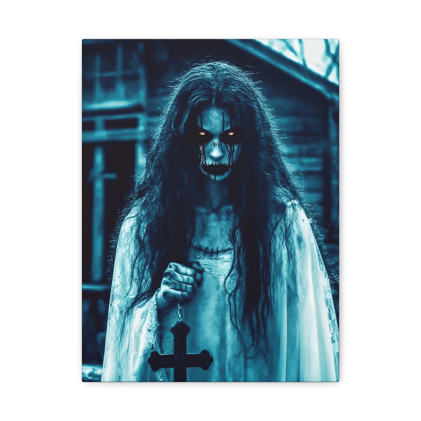 Spooky Horror Matte Canvas Wall Art - Creepy Decor for Halloween, Ghostly Home Decor, Dark Art for Gothic Lovers, Unique Gift Idea