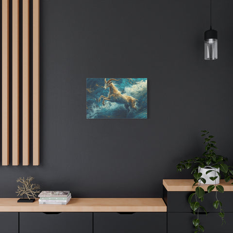 Leaping Goat Canvas Art, Water Splash Wall Décor, Farmhouse Decor, Nature Art, Goat Lover Gift, Animal Wall Hanging