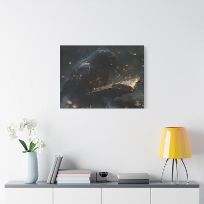 Mystical Raven Canvas Art Print, Gothic Wall Decor, Witchy Home Aesthetic, Unique Gift, Dark Fantasy Decoration