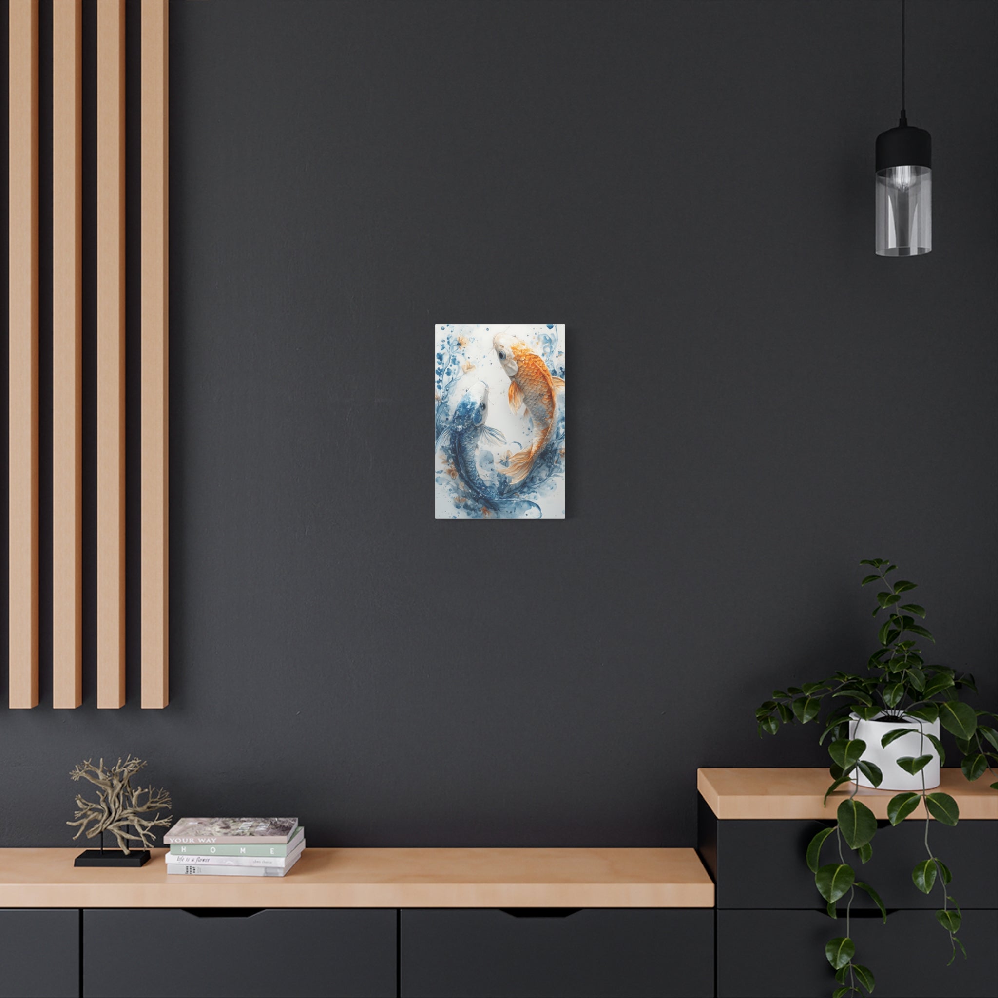 Artistic Koi Canvas, Home Decor, Gift Idea, Asian Wall Art, Unique Art Piece