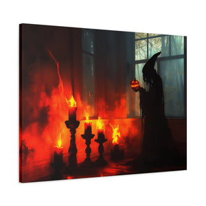 Spooky Halloween Canvas Print, Witch Decor, Haunted House Art, Creepy Wall Art, Fall Home Decor