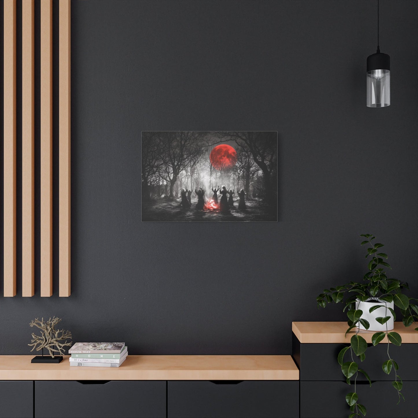 Eerie Witchcraft Wall Art, Dark Aesthetic Poster, Halloween Decor, Gothic Home Design, Spooky Canvas Wall Hanging