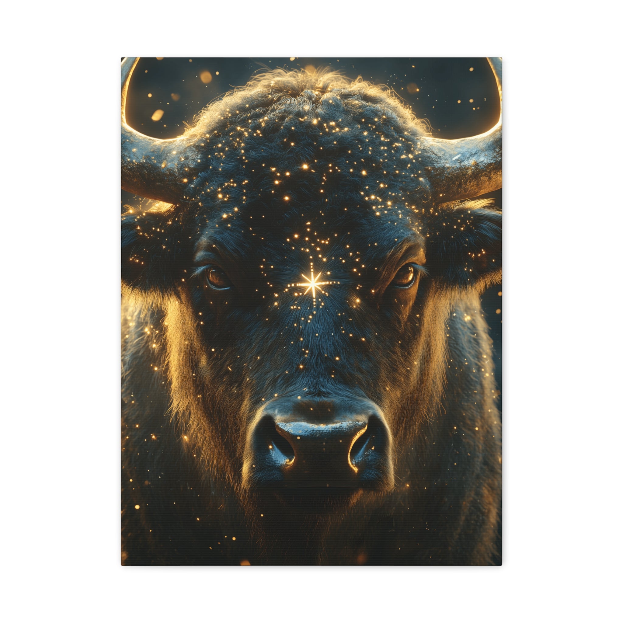 Cosmic Bull Canvas Art, Wall Décor, Home Office Artwork, Unique Gift, Rustic Vibe, Animal Lover Decor
