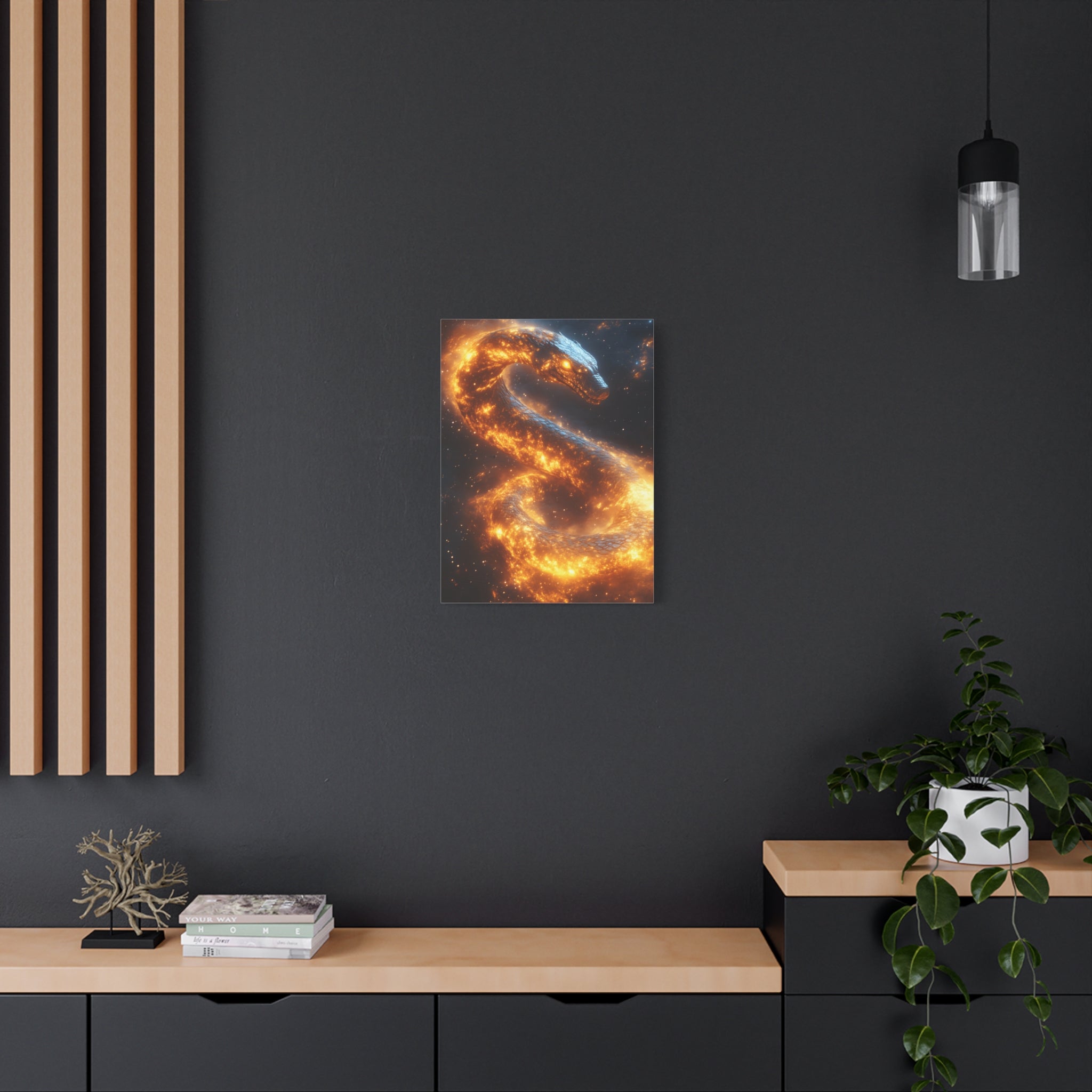 Canvas Wall Art: Fiery Serpent Design, Home Decor, Unique Gift, Fantasy Art, Living Room Wall Decor, Dragon Artwork
