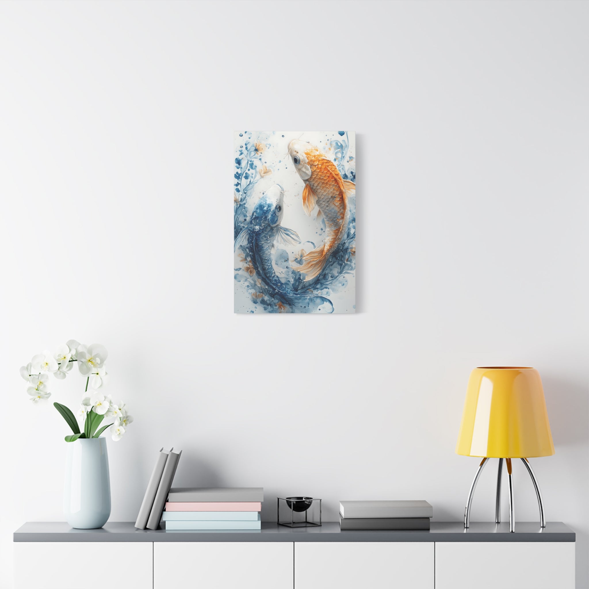 Artistic Koi Canvas, Home Decor, Gift Idea, Asian Wall Art, Unique Art Piece