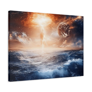 Stretched Canvas Art Print, Cosmic Waves, Space Decor, Modern Wall Art, Galactic Home Decor, Dreamy Ocean Art