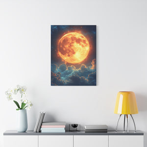 Stretched Canvas Art Print: Celestial Moon Wall Decor, Home Decor, Modern Art, Gift for Astronomers, Lunar Enthusiasts, Space Lovers