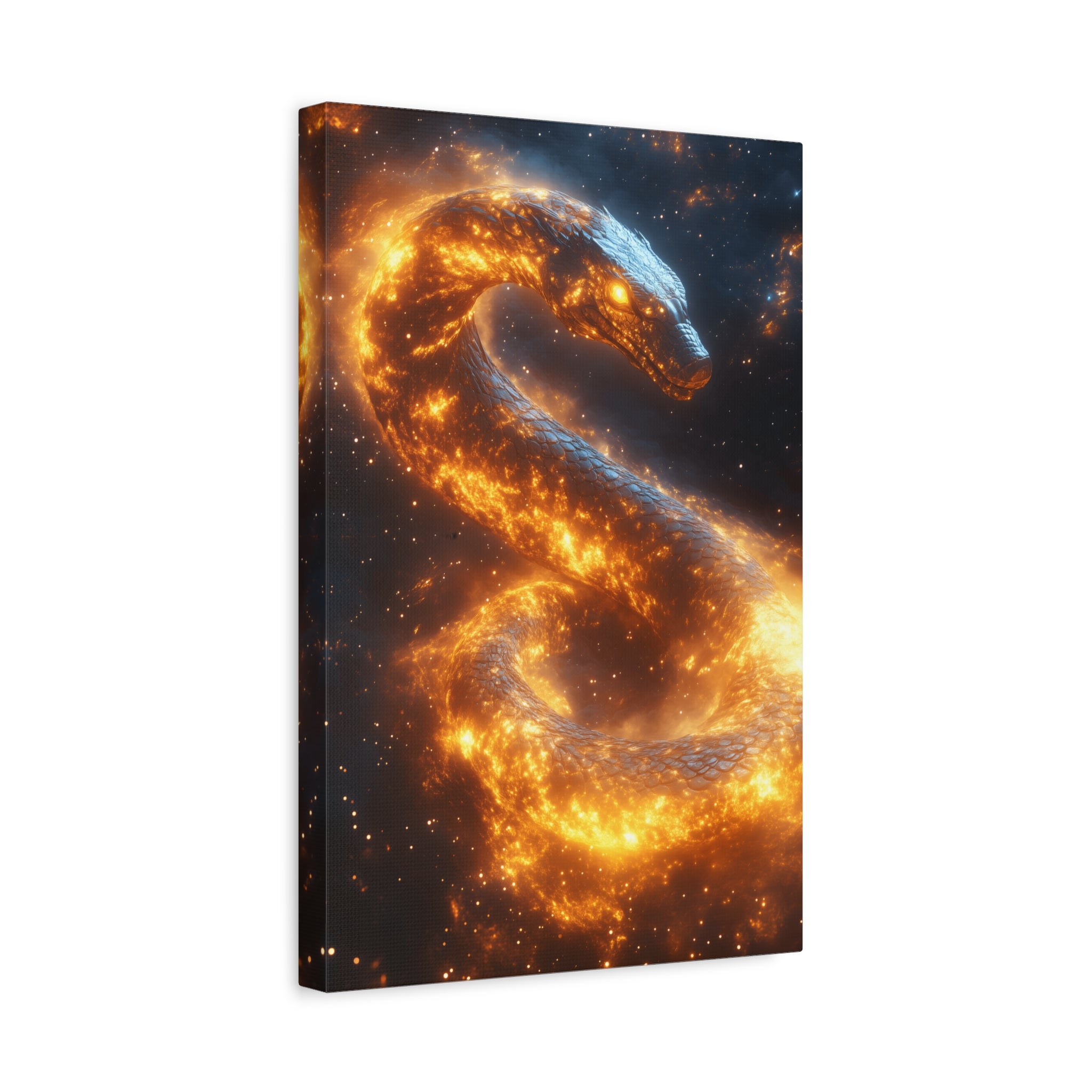 Canvas Wall Art: Fiery Serpent Design, Home Decor, Unique Gift, Fantasy Art, Living Room Wall Decor, Dragon Artwork