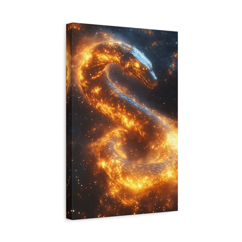 Canvas Wall Art: Fiery Serpent Design, Home Decor, Unique Gift, Fantasy Art, Living Room Wall Decor, Dragon Artwork